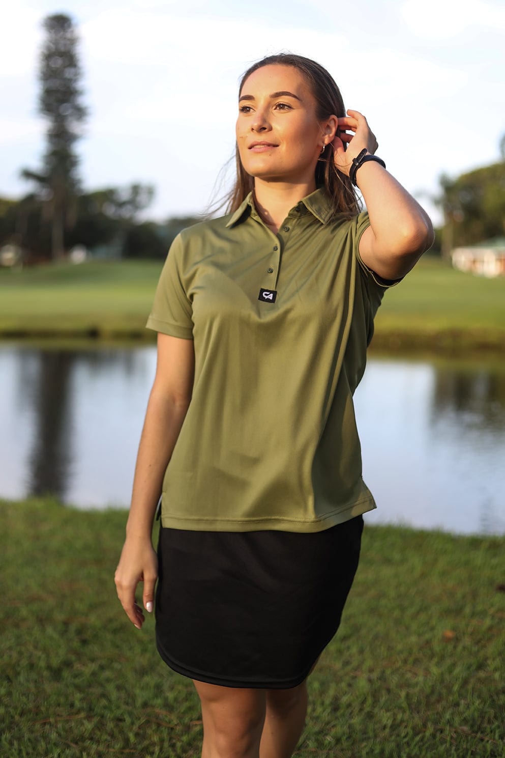 CA Ladies Iconic Golf Shirt Army Green Custom Apparel