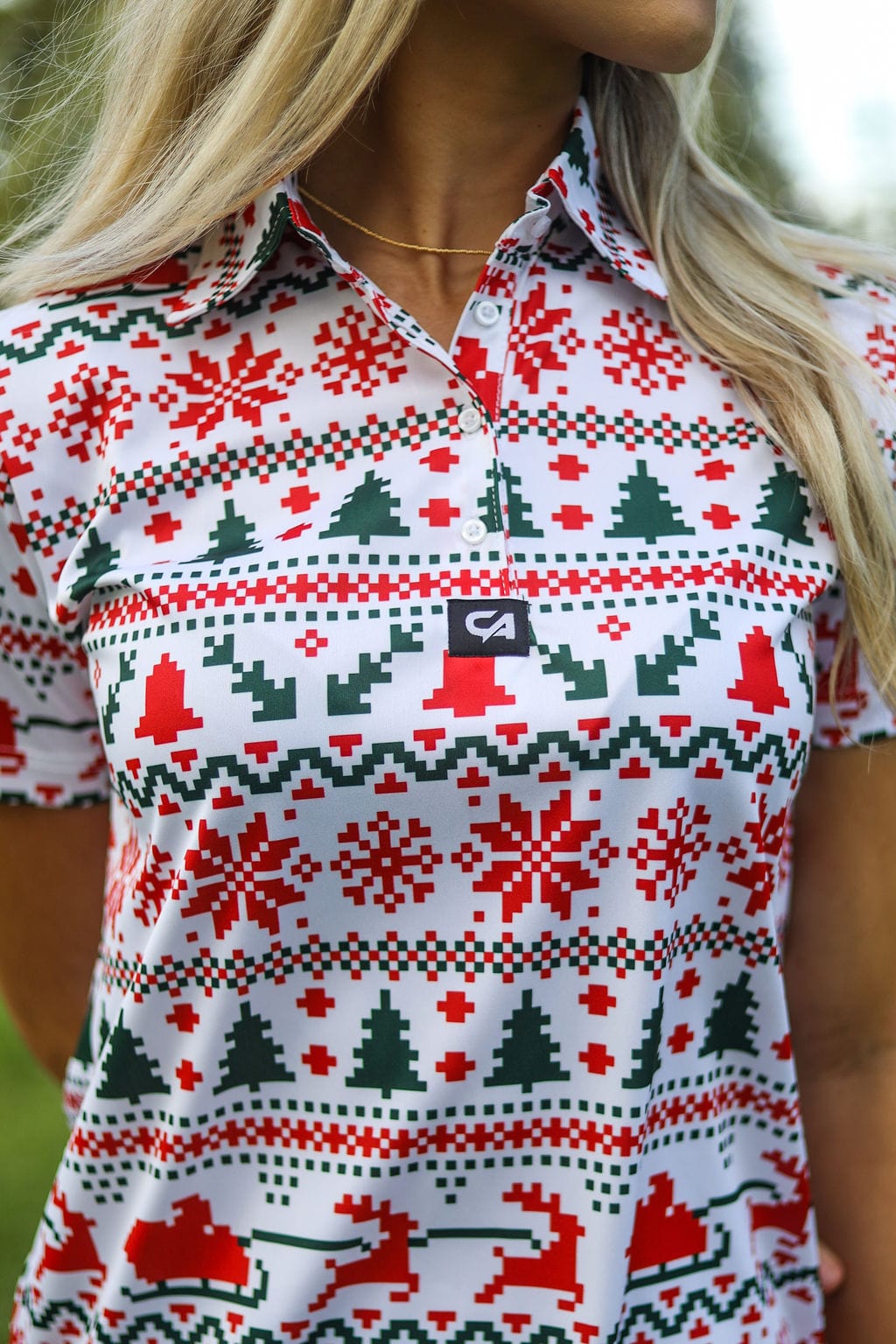 CA Ladies Funky Golf Shirt | Santa Is Coming