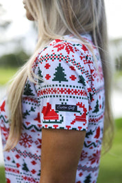 CA Ladies Funky Golf Shirt | Santa Is Coming