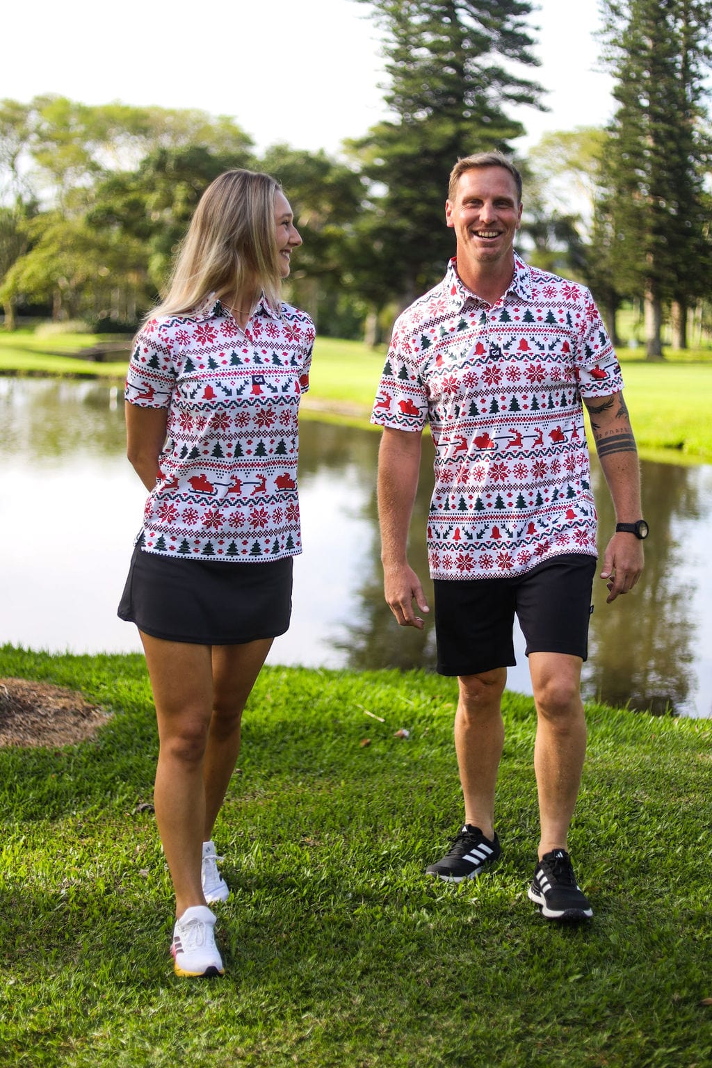 CA Ladies Funky Golf Shirt | Santa Is Coming