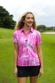 CA Ladies Funky Golf Shirt | Pink Tropics