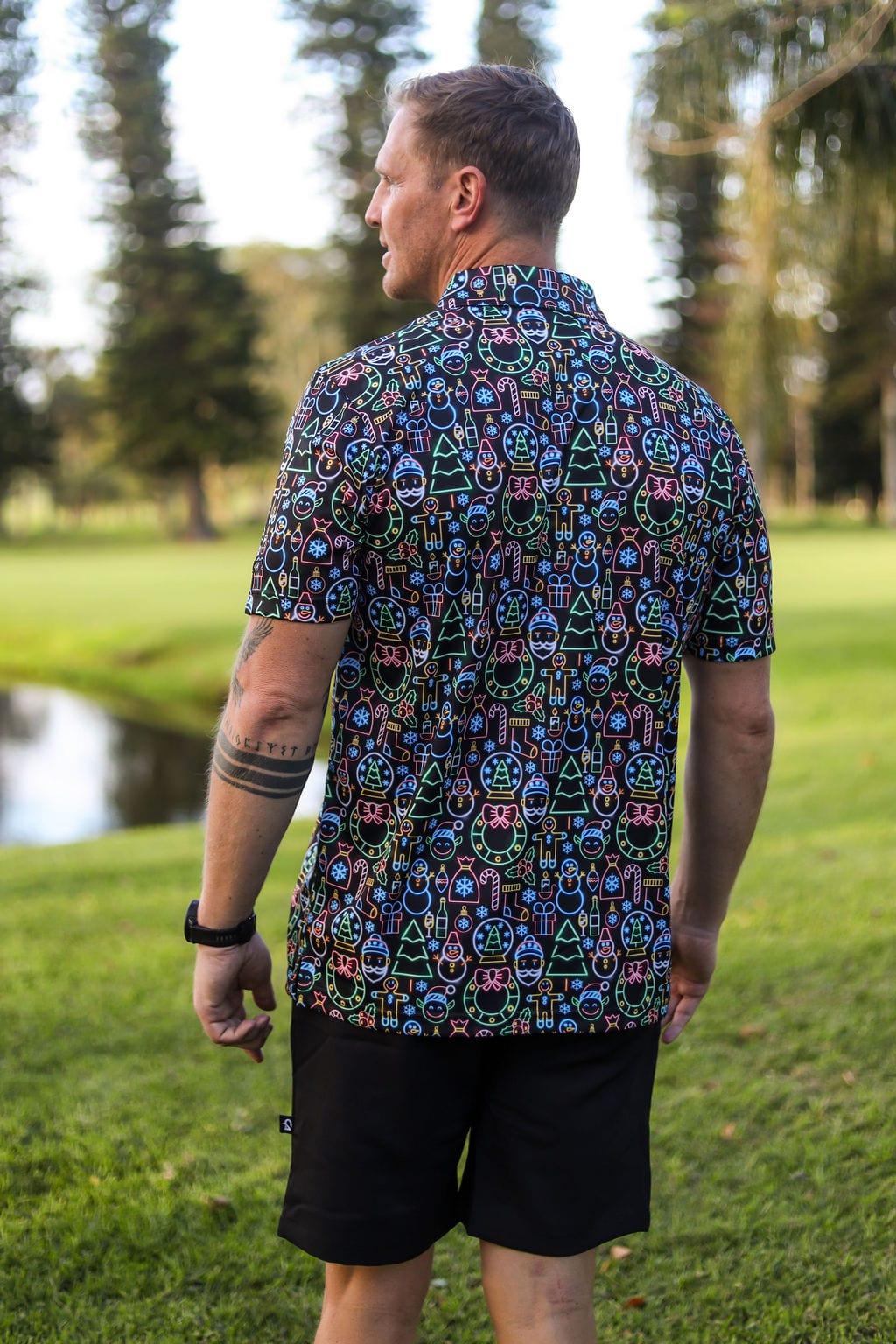 CA Funky Golf Shirt | Neon Christmas