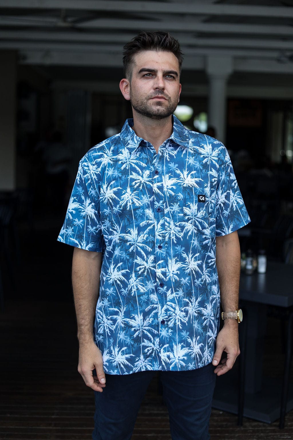 CA Mens Button-Up | Evening Palms