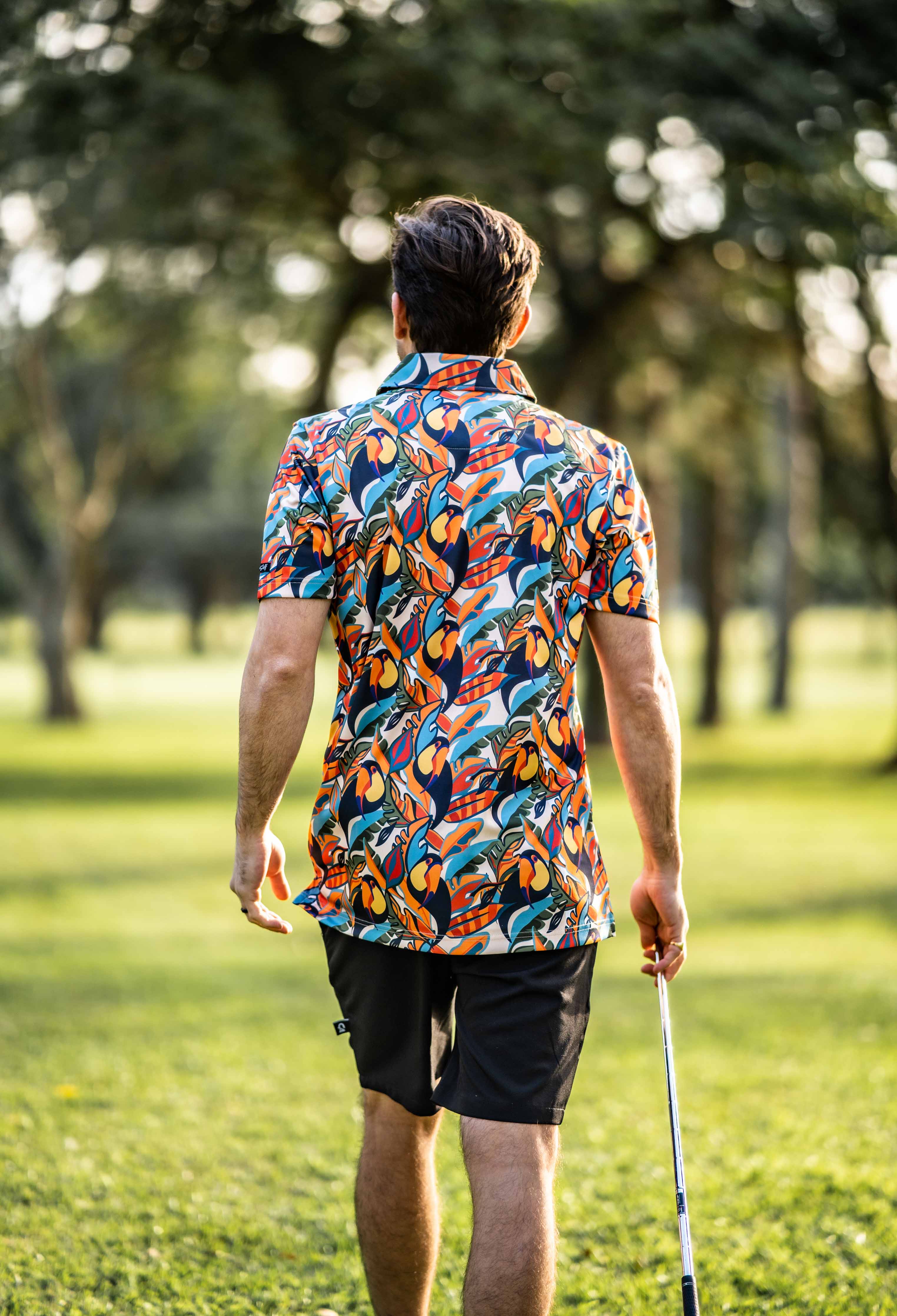 CA Funky Golf Shirt | Sunset Toucans